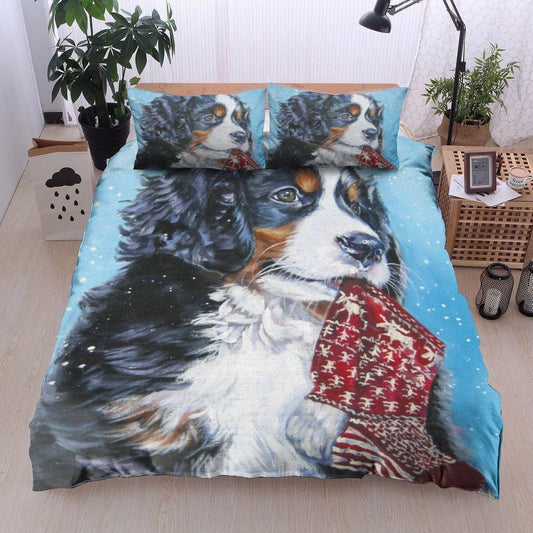 Personalized 3-piece Duvet Cover Bedding Set  Christmas Bernese Mountain Dog Bedding Set IYEZ