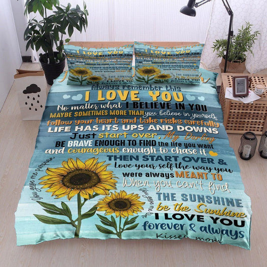 Personalized 3-piece Duvet Cover Bedding Set  Sunflower To My Daughter From Mom Bedding Set IYDV