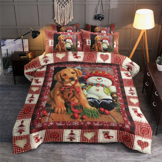 Personalized 3-piece Duvet Cover Bedding Set  Merry Christmas Dog Bedding Set IYO