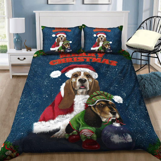 Personalized 3-piece Duvet Cover Bedding Set  Christmas Dog Bedding Set QAEI