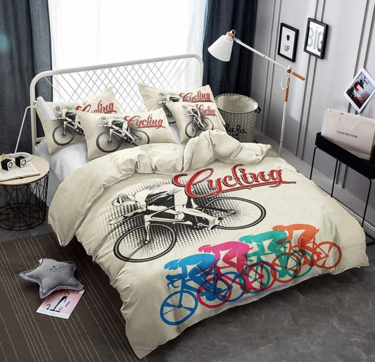 Cycling Bed Sheets Spread Comforter Duvet Cover Bedding Set IYA