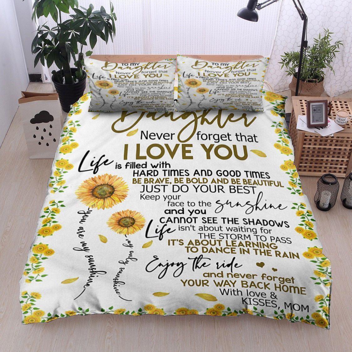 Personalized 3-piece Duvet Cover Bedding Set  Sunflower Mom To Daughter Bedding Set IYIL