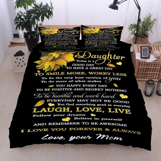 Personalized 3-piece Duvet Cover Bedding Set  Sunflower To My Beautiful Daughter From Mom Bedding Set IYVV