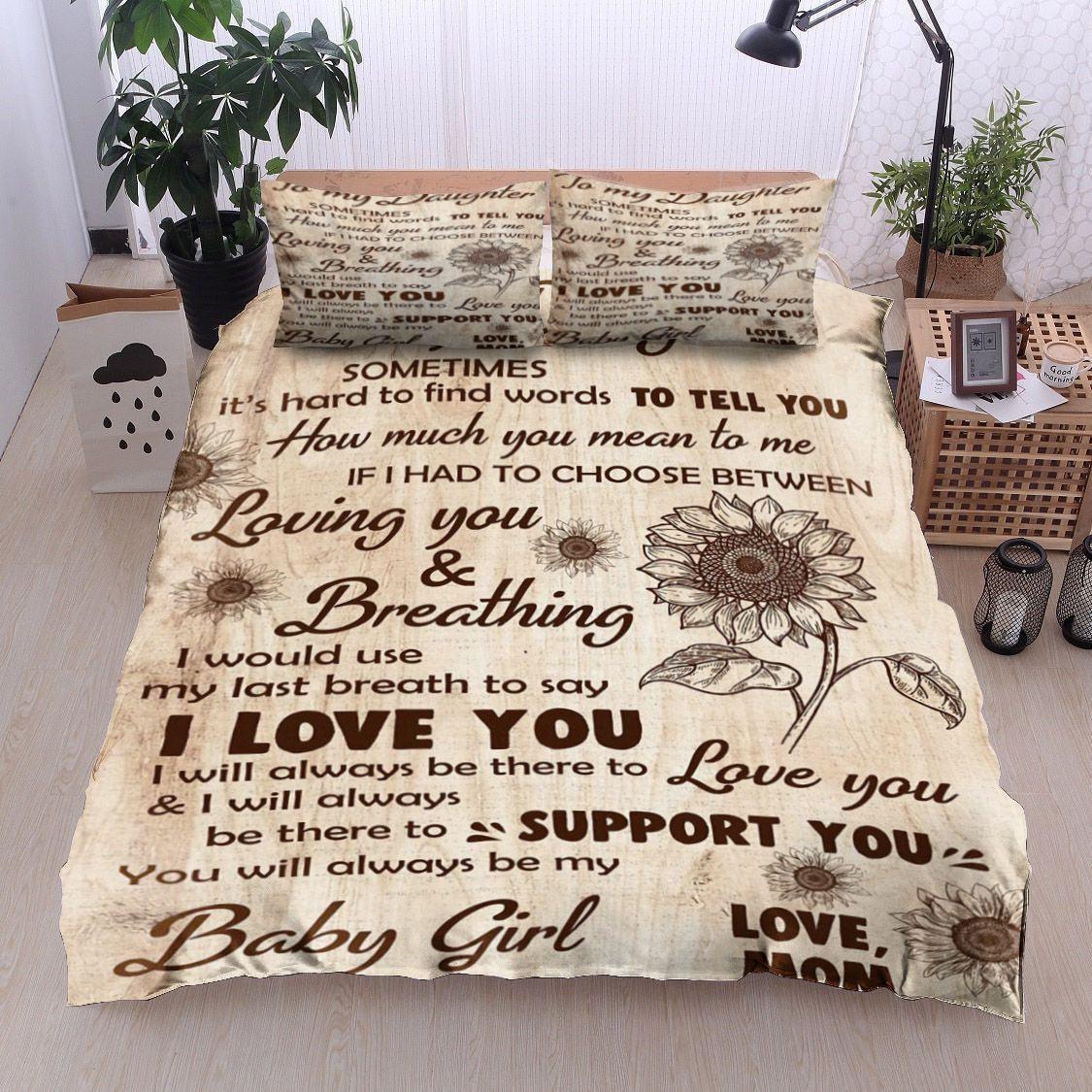 Personalized 3-piece Duvet Cover Bedding Set  Sunflower To My Daughter Love Mom Bedding Set IYWQ