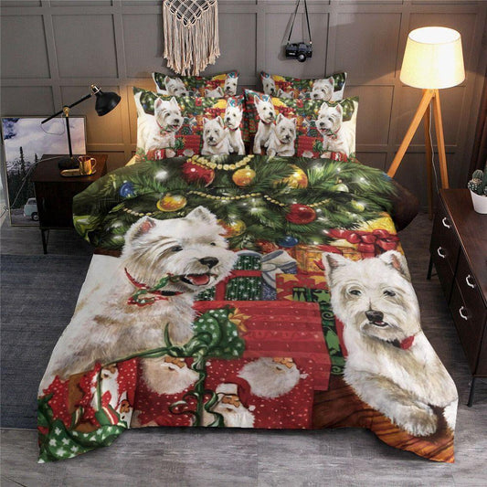 Personalized 3-piece Duvet Cover Bedding Set Merry Christmas Dog Bedding Set IYP
