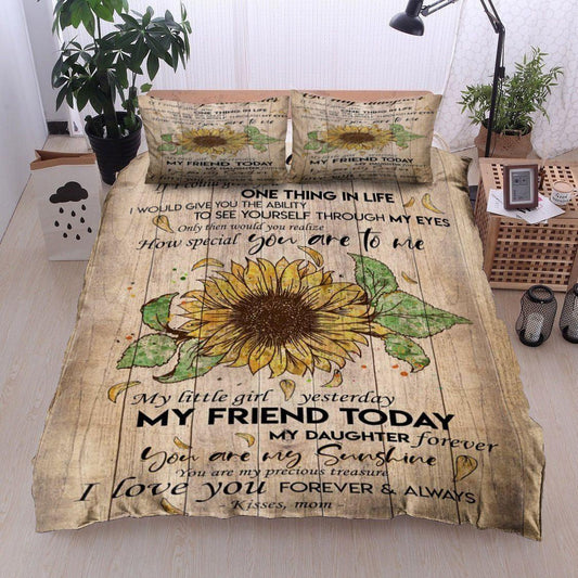 Personalized 3-piece Duvet Cover Bedding Set  Sunflower To My Daughter Kisses Mom Bedding Set IYYK