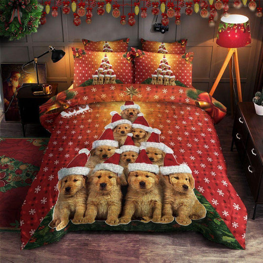 Personalized 3-piece Duvet Cover Bedding Set Christmas Day Dog Bedding Set TGJOM