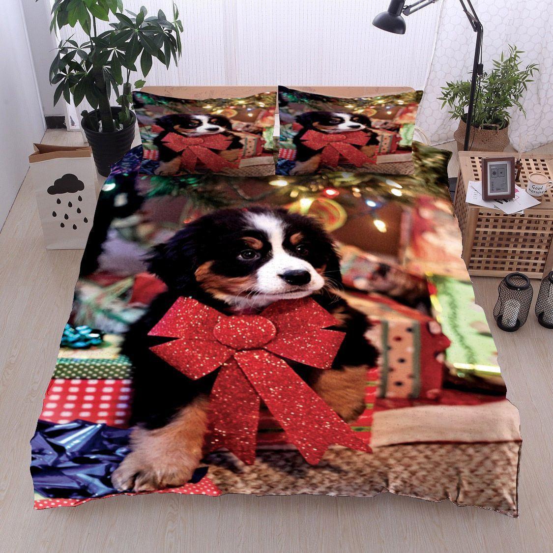 Personalized 3-piece Duvet Cover Bedding Set Bernese Mountain Dog Christmas NP0411022B Bedding Sets