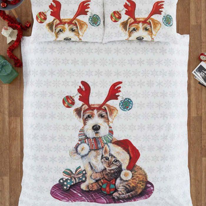 Personalized 3-piece Duvet Cover Bedding Set  Christmas Dog And Cat CLH0312048B Bedding Sets