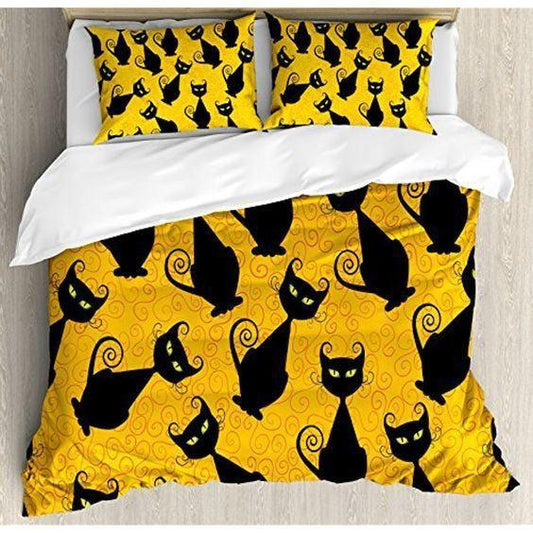 Personalized 3-piece Duvet Cover Bedding Set Halloween Cat CLA0510260B Bedding Sets
