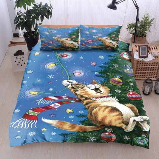 Personalized 3-piece Duvet Cover Bedding Set  Christmas Tree Cat BT0511084B Bedding Sets