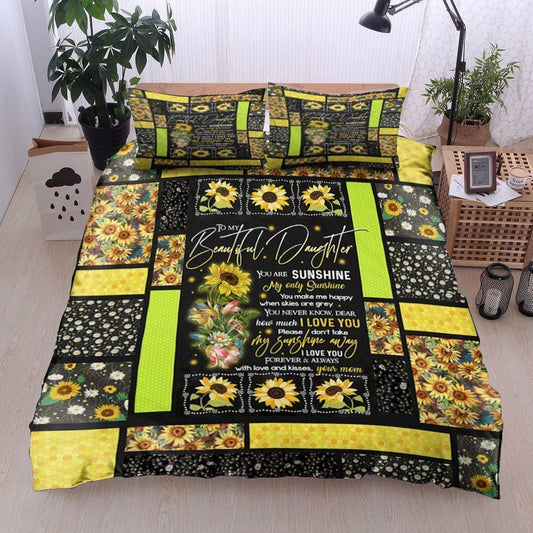 Personalized 3-piece Duvet Cover Bedding Set  Sunflower Mom To Daughter CL11120091MDB Bedding Sets