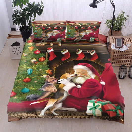 Personalized 3-piece Duvet Cover Bedding Set  Christmas Santa Claus Cat Beagle BT0511081B Bedding Sets