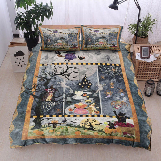 Personalized 3-piece Duvet Cover Bedding Set  Owl Witch Pumpkin Spider Cat Moon Halloween DV08100148B Bedding Sets