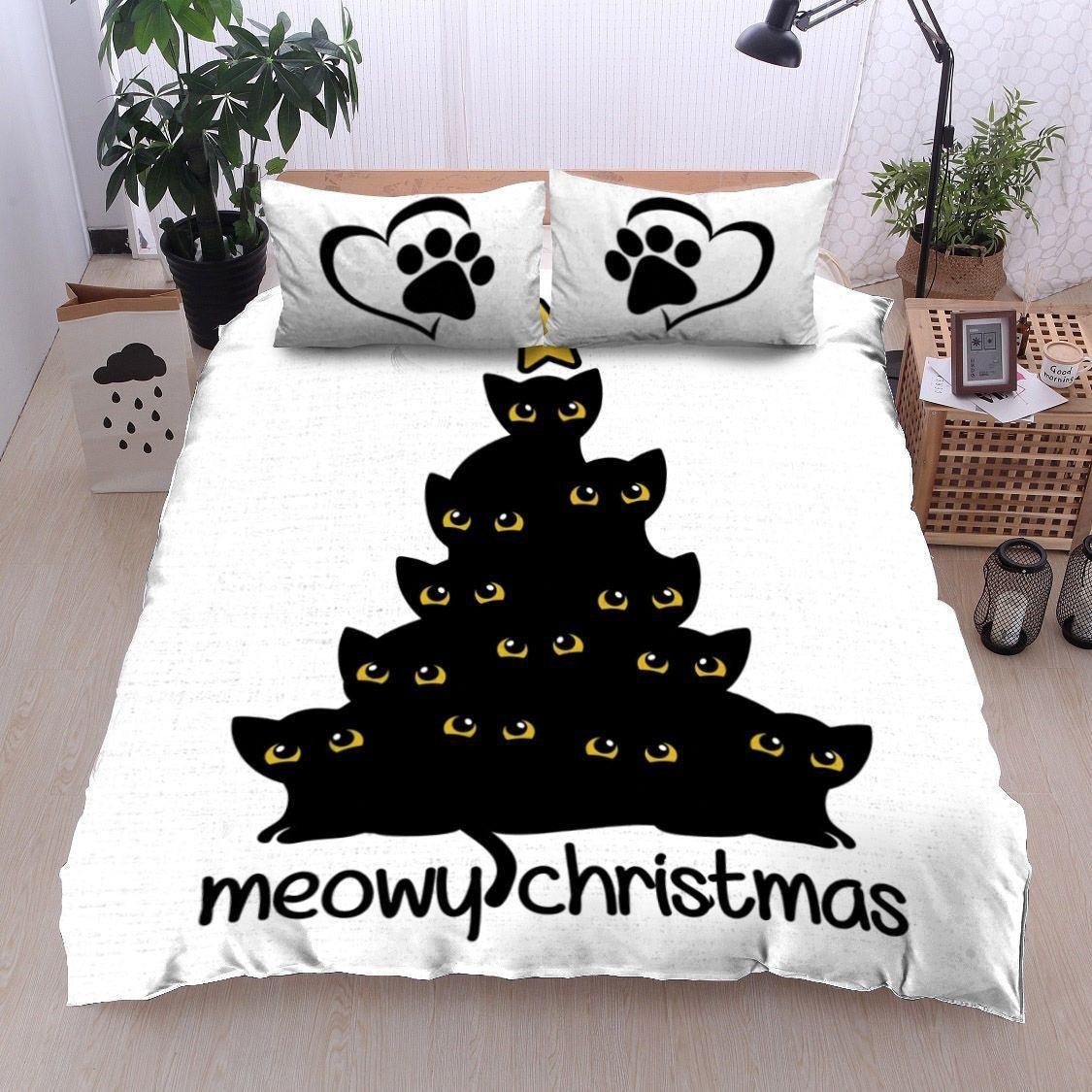 Personalized 3-piece Duvet Cover Bedding Set Black Cat Christmas DD07110020B Bedding Sets