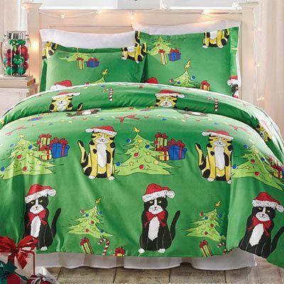 Personalized 3-piece Duvet Cover Bedding Set  Christmas Cat CLA10121096B Bedding Sets