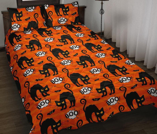 Personalized 3-piece Duvet Cover Bedding Set Halloween Black Cat CL12100324MDB Bedding Sets