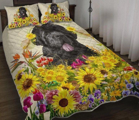 Personalized 3-piece Duvet Cover Bedding Set  Newfoundland Dog Sunflower CL09120291MDB Bedding Sets