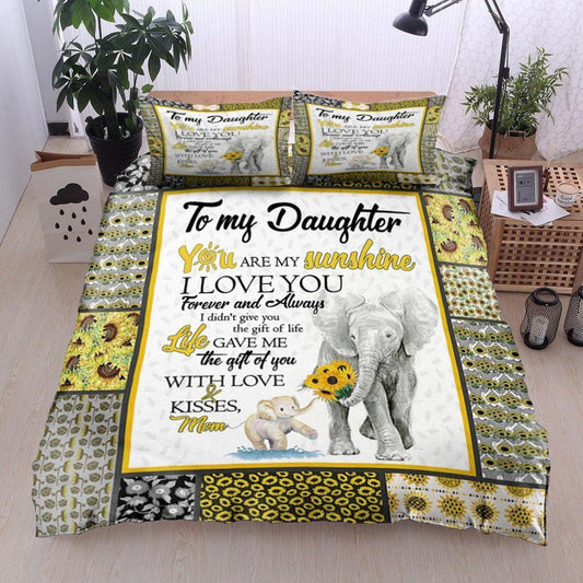 Personalized 3-piece Duvet Cover Bedding Set  Elephant Sunflower Mom To Daughter CL11120032MDB Bedding Sets