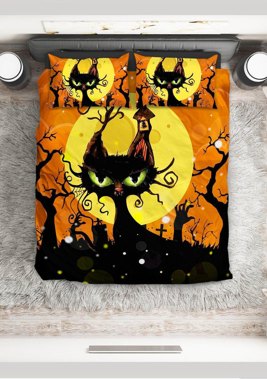 Personalized 3-piece Duvet Cover Bedding Set  Halloween Cat CL11120044MDB Bedding Sets