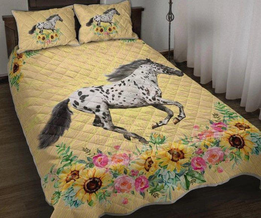 Personalized 3-piece Duvet Cover Bedding Set  Appaloosa Horse Sunflower CL09120015MDB Bedding Sets
