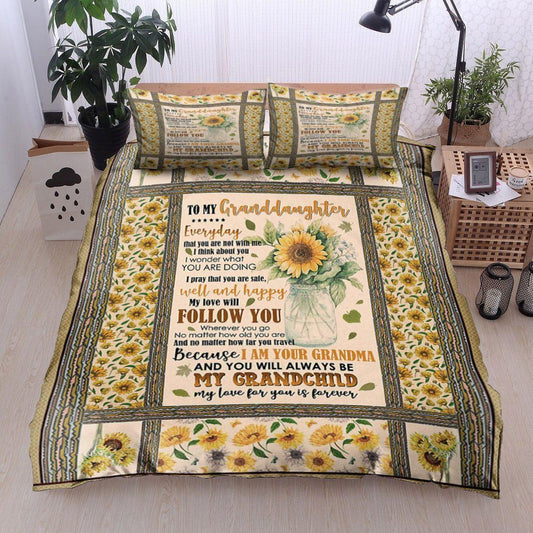 Personalized 3-piece Duvet Cover Bedding Set Sunflower Grandma To Granddaughter CL11120085MDB Bedding Sets
