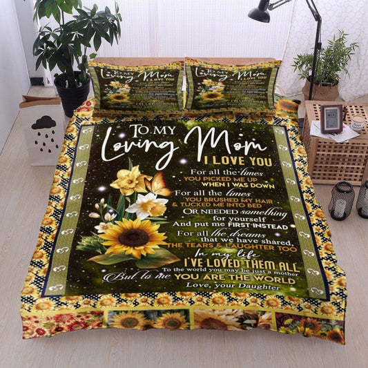 Personalized 3-piece Duvet Cover Bedding Set  Sunflower Daughter To Mom CL11120081MDB Bedding Sets