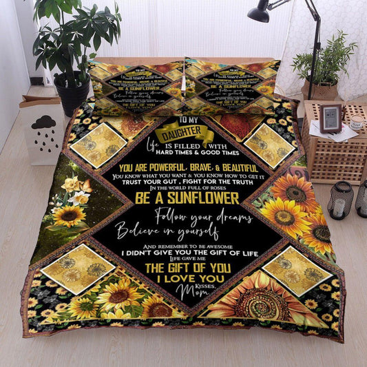 Personalized 3-piece Duvet Cover Bedding Set Sunflower Mom To Daughter CL11120088MDB Bedding Sets