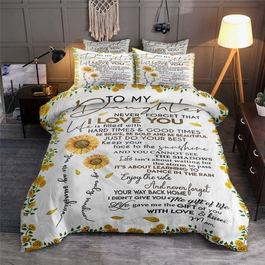 Personalized 3-piece Duvet Cover Bedding Set  To My Daughter Sunflower NT0901449B Bedding Sets