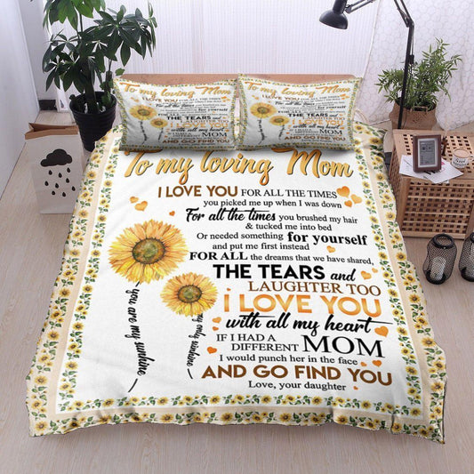 Personalized 3-piece Duvet Cover Bedding Set  Sunflower Daughter To Mom CL11120080MDB Bedding Sets