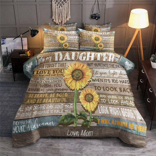 Personalized 3-piece Duvet Cover Bedding Set  Mom To Daughter Sunflower BT0901307B Bedding Sets