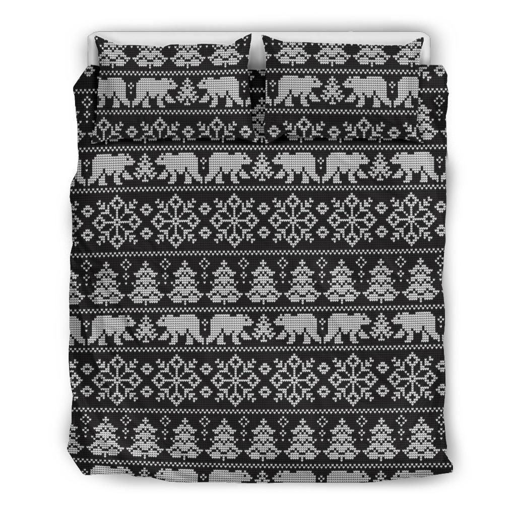 Personalized 3-piece Duvet Cover Bedding Set Fairisle Polar Bear Christmas CLP1412243T Bedding Sets
