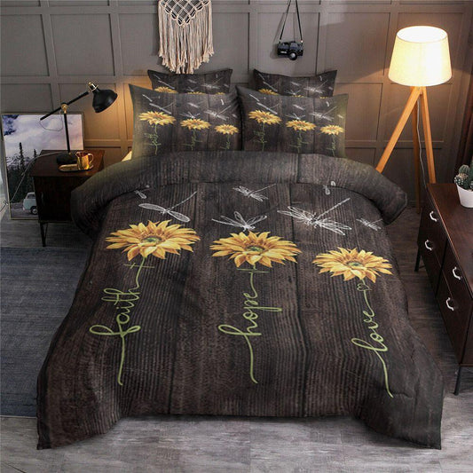 Personalized 3-piece Duvet Cover Bedding Set  Sunflower Dragonfly BT0901421B Bedding Sets