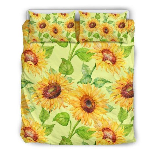 Personalized 3-piece Duvet Cover Bedding Set  Beige Watercolor Sunflower CL16100044MDB Bedding Sets
