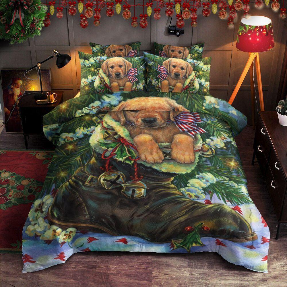 Personalized 3-piece Duvet Cover Bedding Set  Golden Retriever Christmas TN0711064T Bedding Sets