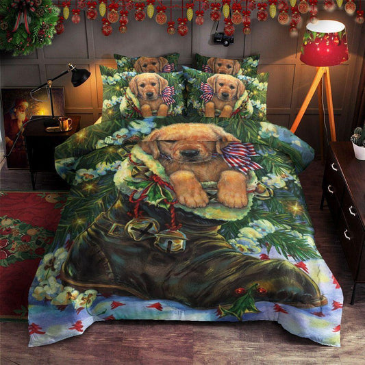 Personalized 3-piece Duvet Cover Bedding Set  Golden Retriever Christmas TN0711064T Bedding Sets