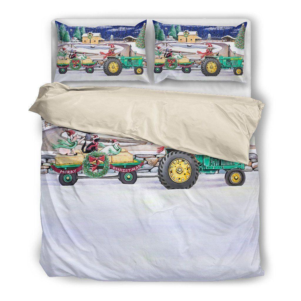 Personalized 3-piece Duvet Cover Bedding Set  Farmer Christmas With Tractor CL09120133MDB Bedding Sets
