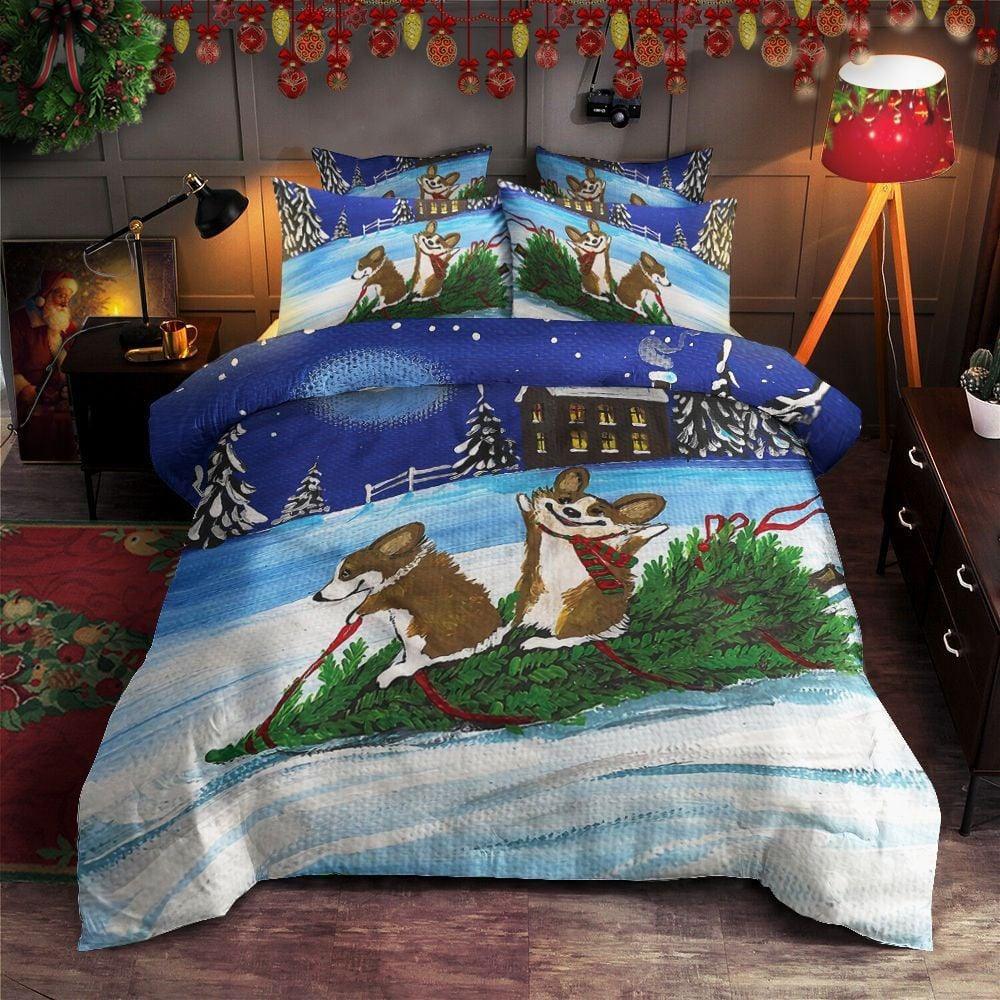 Personalized 3-piece Duvet Cover Bedding Set  Pembroke Welsh Corgi Christmas AA1312099T Bedding Sets