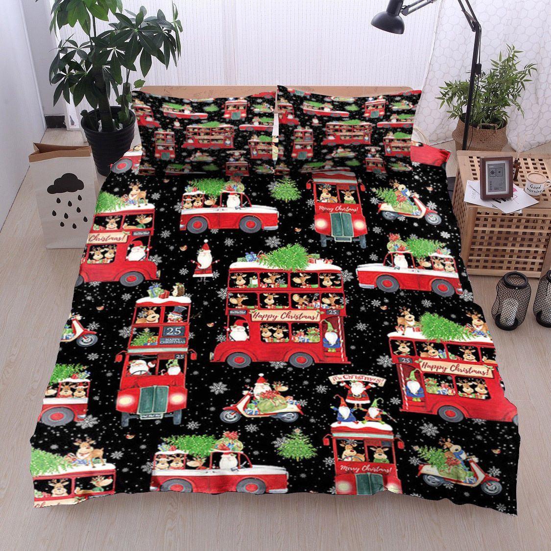Personalized 3-piece Duvet Cover Bedding Set  Reindeer With Christmas Trees CL12120108MDB Bedding Sets