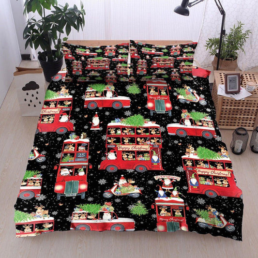 Personalized 3-piece Duvet Cover Bedding Set  Reindeer With Christmas Trees CL12120108MDB Bedding Sets