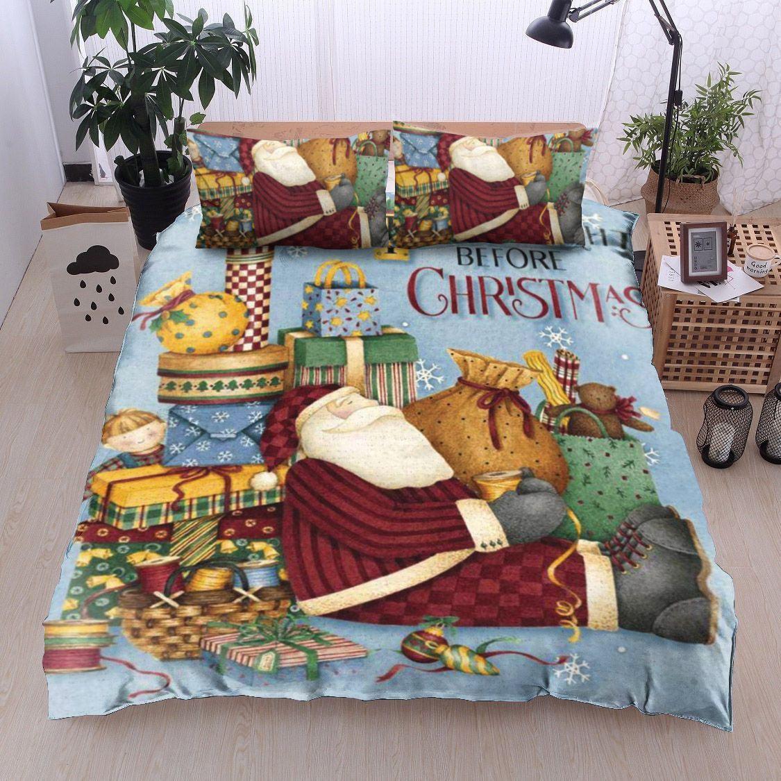 Personalized 3-piece Duvet Cover Bedding Set  Santa Claus Christmas Gift BL15100240B Bedding Sets