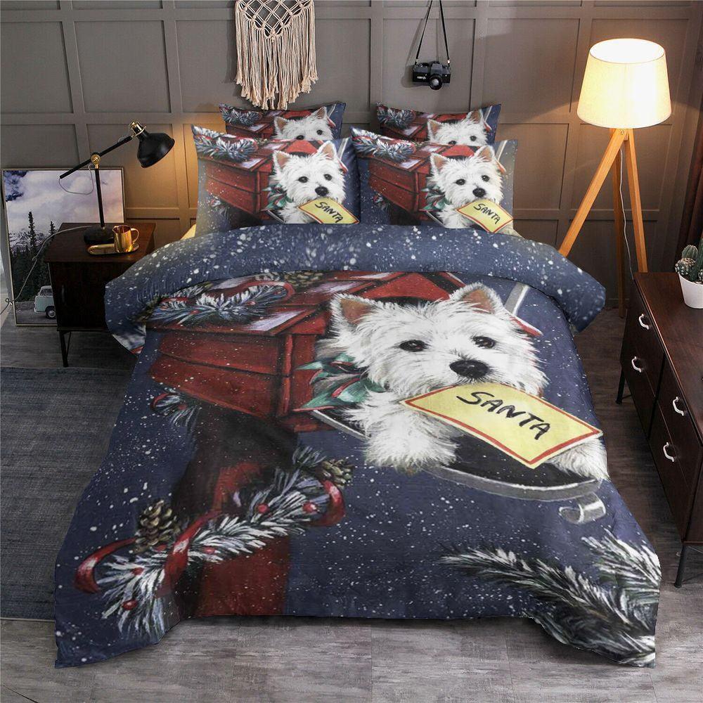 Personalized 3-piece Duvet Cover Bedding Set West Highland White Terrier Christmas HM1511101T Bedding Sets