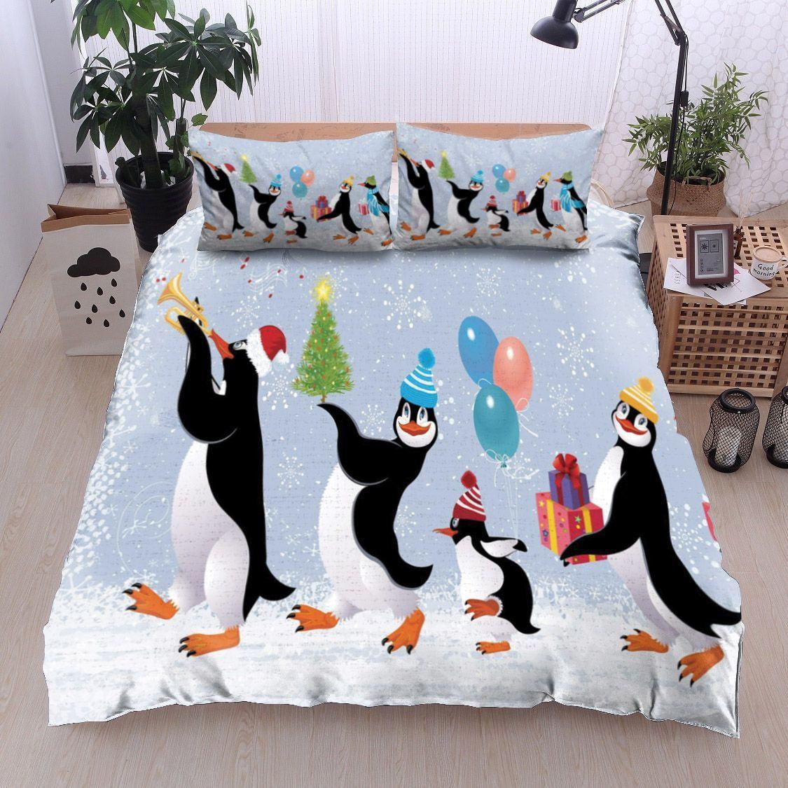 Personalized 3-piece Duvet Cover Bedding Set  Penguin Christmas Sing HN10100189B Bedding Sets