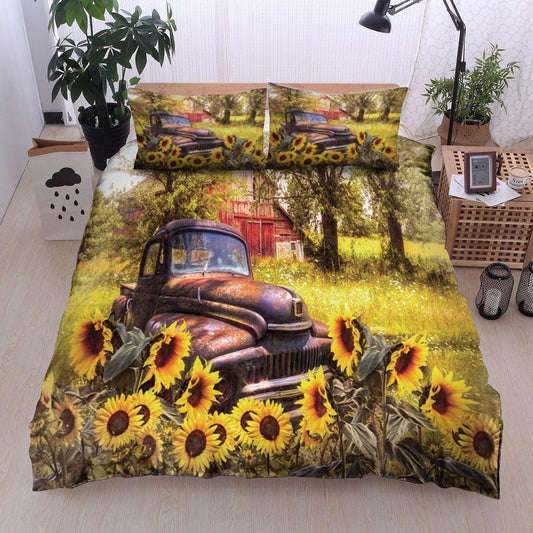Personalized 3-piece Duvet Cover Bedding Set Truck Farm Garden Flower Sunflower BT10100274B Bedding Sets