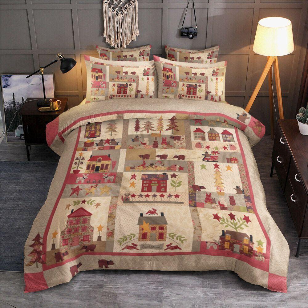 Personalized 3-piece Duvet Cover Bedding Set  Christmas In The Wood HT1412028T Bedding Sets