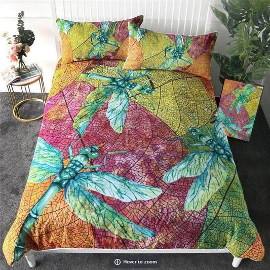 Personalized 3-piece Duvet Cover Bedding Set  Dragonfly Leaf Stems CLH1410125B Bedding Sets