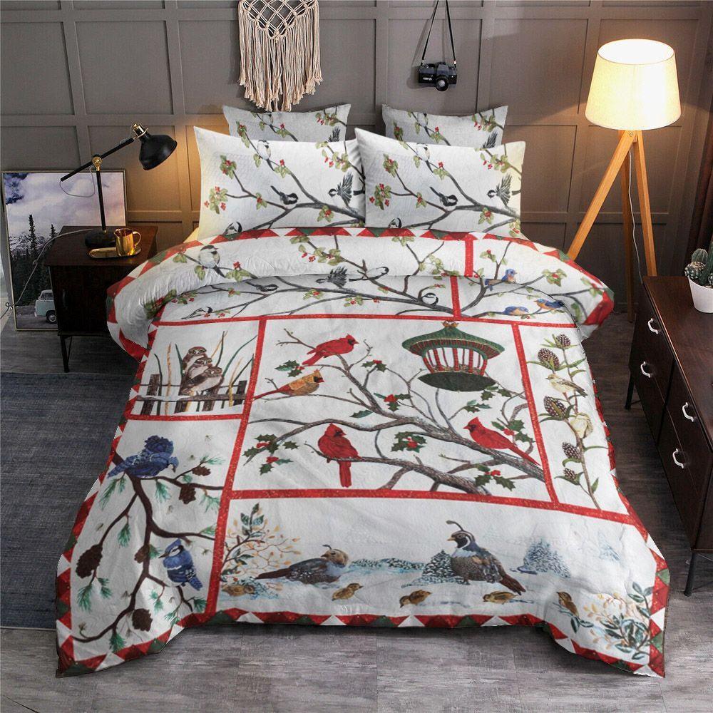 Personalized 3-piece Duvet Cover Bedding Set Christmas Cardinal Bird VD1401057B Bedding Sets