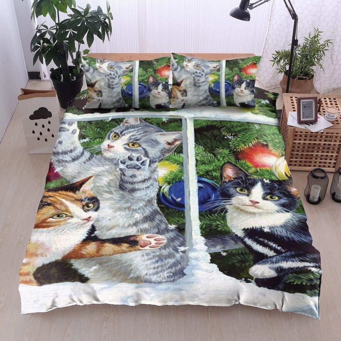 Personalized 3-piece Duvet Cover Bedding Set  Cat Christmas BL1211015B Bedding Sets