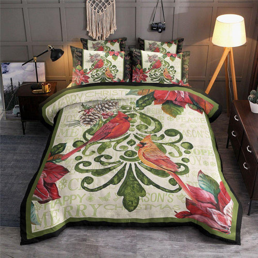 Personalized 3-piece Duvet Cover Bedding Set Cardinal Christmas HT1412019T Bedding Sets