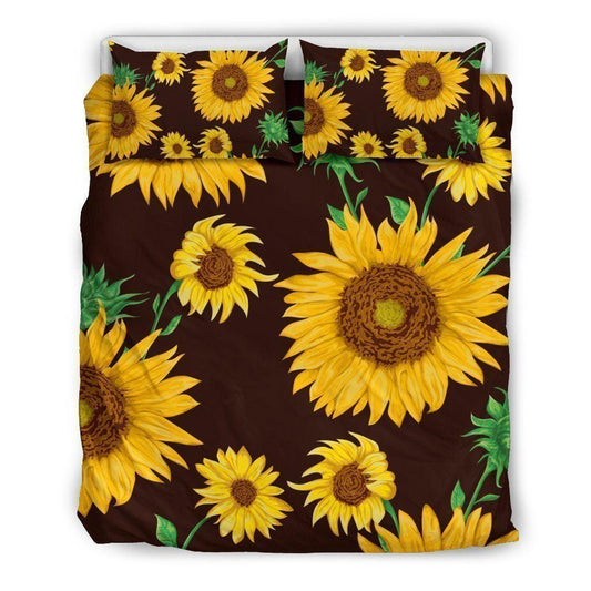 Personalized 3-piece Duvet Cover Bedding Set  Brown Sunflower CL16100187MDB Bedding Sets